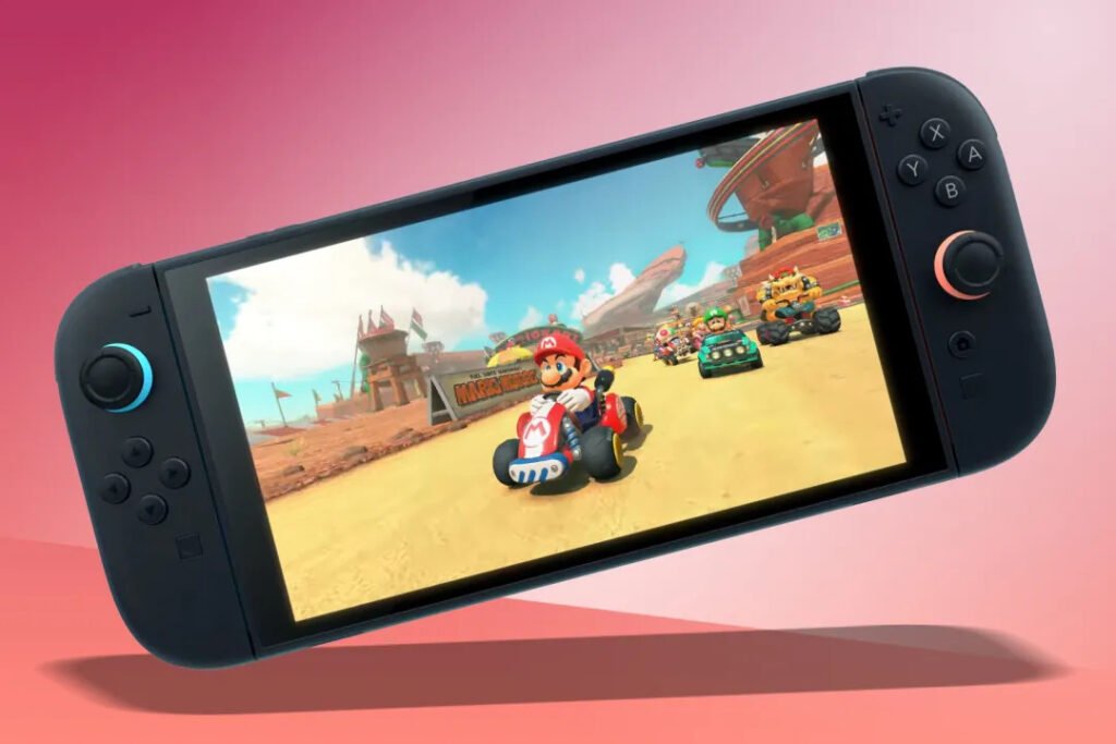 close-up of nintendo switch 2 oled screen showing gameplay