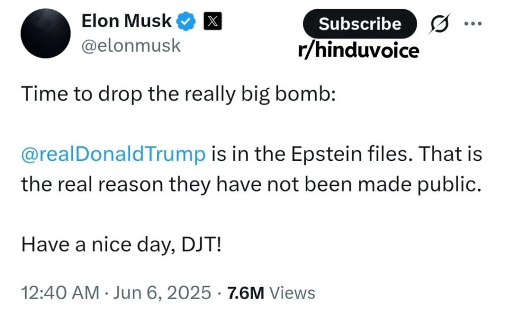elon musk tweet on trump's name on epstein files