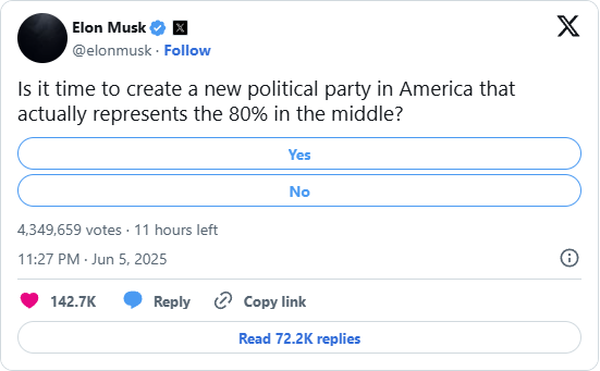 elon musk tweeting from his x account criticizing trump