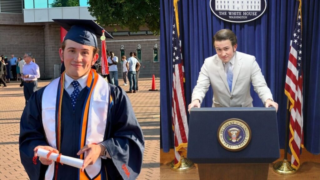 thomas fugate receiving diploma at university graduation ceremony